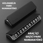 Coofbe Deri Kapaklı Gizlenebilir Alüminyum Araç Park Telefon Numaratörü Geçici Park Numaratör Plakalık - 9