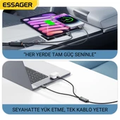 Essager Kopmaz Örgü Kablo 1.2 Mt PD100W  Type C Şarj Kablosu 2x Type C Şarj Kablosu  Veri Aktarım Kablosu - 3