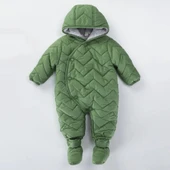 Kapitone İçi Kürklü Peluş Çıtçıtlı Kışlık Kapüşonlu Çocuk Erkek Bebek Astronot Tulum Kozmonot Mont - 3