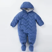 Kapitone İçi Kürklü Peluş Çıtçıtlı Kışlık Kapüşonlu Çocuk Erkek Bebek Astronot Tulum Kozmonot Mont - 1