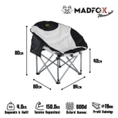 Katlanır Kamp Piknik Sandalyesi - Madfox Moonchair Deluxe - Siyah/Gri - 547212 - Taşıma Çantalı - 5