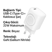 2’si 1 TYPE-C Çıkışlı Telefon- Apple Watch Akıllı Saat Wireless Kablosuz Destekli Şarj Adaptörü - 4
