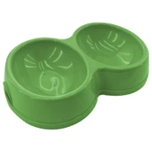 8566 Çiftli Kedi/Köpek Mama Kabı Yeşil - 1