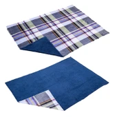 Peluş Polar Televizyon Battaniyesi - Mavi Ekose - TV Battaniye - Acil Durum Battaniyesi - 200*180cm - 5