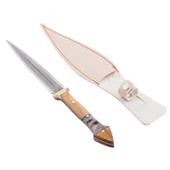 Çift Ağızlı Çerkez Bıçağı - Deri Kılıflı - Epoksi Sap - Büyük - Mermer - 4