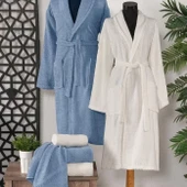 Schafer Home Arya Bornoz Havlu Seti 6 Parça İndigo Beyaz - 2