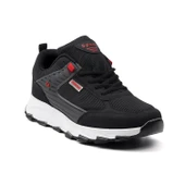 Erkek Siyah Kırmızı Spor Ayakkabı Rahat Yürüyüş Koşu Günlük Sneaker Bağcıklı Hafif Taban thumbnail 3