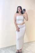 Bandeau Bustier & Maxi Etek Takım Beyaz - 1
