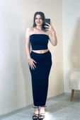 Bandeau Bustier & Maxi Etek Takım Siyah - 2