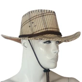 HS-11079 Kovboy Şapka Desenli Bej - 1