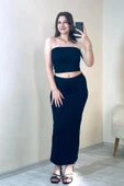Bandeau Bustier & Maxi Etek Takım Siyah - 3