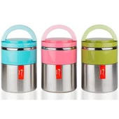 Çiftli Yemek Termosu - Sefer Tası - Inox - Penguen - Pembe (PNG-1302) - 1