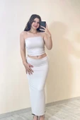 Bandeau Bustier & Maxi Etek Takım Beyaz - 2