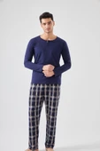 Micro Süet Patlı Düğme Detaylı Erkek Pijama Takımı - 1