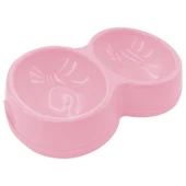 8566 Çiftli Kedi/Köpek Mama Kabı Pembe - 1