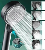 5 Modlu Duş Başlığı Tasarruflu Masaj Etkisi Banyo Duş Başlığı Siyah thumbnail 2
