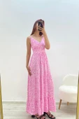 Askılı Belmando Desenli İp Askılı Elbise Pembe - 1