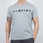 Erkek Tişört - Pamuklu Spor Tişört - Buteo - Gri Melanj (600610) - 1