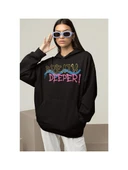 Breath Deeper ! Yazılı Unisex Oversize Tasarım Hoodie thumbnail 1