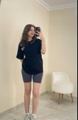 Baskılı Oversize Tişört Siyah - 3