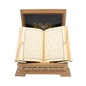 Ahşap Kutulu Kadife Kuran-ı Kerim (Hafız Boy, Divan Lafzatullah, Beyaz) - 3