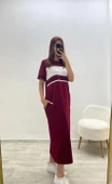 Bloklu Cepli Spor Elbise Bordo - 3