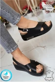 indispensablely  Utari Kadın Ortopedik Şık Konfor Modeli  Taban Topuklu Günlük Outdoor Sandalet - 1