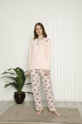 Yeni Sezon Kadın | Büyük Beden Anne Pijama Takımı Yavruağzı - 1