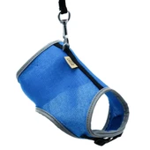 Cattie Havalı Dokuma Kedi Göğüs & Gezdirme Takımı Royal Mavi 1*25-35 cm - 1
