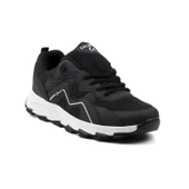 Erkek Siyah Beyaz Spor Ayakkabı Rahat Günlük Sneaker Yürüyüş Koşu Hafif Taban Bağcıklı thumbnail 2