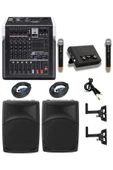 Okul Konferans & Toplantı Salonu Ses Sistemi Paketi Hoparlör Amfi Mikrofon Kablo Seti - 1
