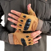 Parmaksız Kemik Taktikal Eldiven - Kum - 1108 - 1