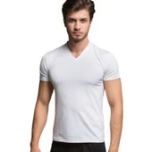 Microfiber T-Shirt - V Yaka - Thermoform - Beyaz - 1