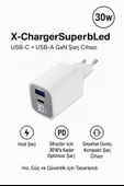 Dijital Göstergeli 30W USB-C + USB-A GaN Hızlı Şarj Adaptörü Seyahat Dostu, Ultra Güvenli - 5