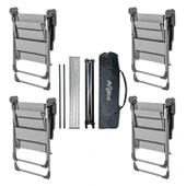 4 Adet Katlanır Kamp Sandalyesi ve Alüminyum Masa Seti - Rock Silver - Kül Gri - Taşıma Çantalı thumbnail 2