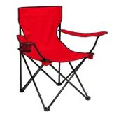 Katlanır Kamp Piknik Sandalyesi - Bardaklıklı - (DY.001) - Kırmızı - Taşıma Çantalı - 1