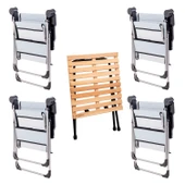 4 Adet Katlanır Kamp Sandalyesi ve Masa Seti - Rock - Turkuaz - Bardaklıklı - 140 KG - 2