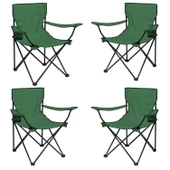 4 Adet Katlanır Kamp Sandalyesi - Piknik Plaj Sandalyesi - (DY.001) - Haki - Taşıma Çantalı - 1