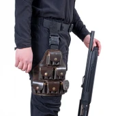 Deri Bacak Fişekliği - Savage - Kahve - 18'li - 5