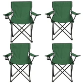 4 Adet Katlanır Kamp Sandalyesi - Piknik Plaj Sandalyesi - (DY.001) - Haki - Taşıma Çantalı - 2