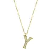 Gümüş Gold Y Harfi Kadın Kolye thumbnail 1