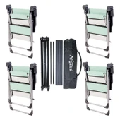 4 Adet Katlanır Kamp Sandalyesi ve Alüminyum Masa Seti - Rock Dark - Su Yeşili - Taşıma Çantalı - 2