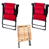 2 Adet Katlanır Kamp Sandalyesi ve Masa Seti - Rest - Kırmızı - 130 KG Taşıma - 2