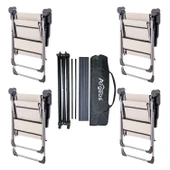 4 Adet Katlanır Kamp Sandalyesi ve Alüminyum Masa Seti - Rock Dark - Bozkır - Taşıma Çantalı - 2