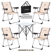 4 Adet Katlanır Kamp Sandalyesi ve Alüminyum Masa Seti - Rock Silver - Kapadokya - Taşıma Çantalı - 1