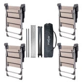 4 Adet Katlanır Kamp Sandalyesi ve Alüminyum Masa Seti - Rock Silver - Kestane - Taşıma Çantalı thumbnail 2