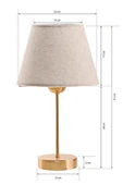 Star Gold Ayaklı Abajur Keten Krem Kumaş Başlık Yatak Odası Salon Masa Lambası 2 Adet - 3