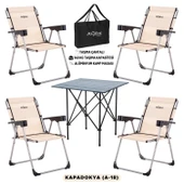 4 Adet Katlanır Kamp Sandalyesi ve Alüminyum Masa Seti - Rock Dark - Kapadokya - Taşıma Çantalı - 1