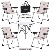 4 Adet Katlanır Kamp Sandalyesi ve Alüminyum Masa Seti - Rock Silver - Kestane - Taşıma Çantalı thumbnail 1