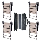 4 Adet Katlanır Kamp Sandalyesi ve Alüminyum Masa Seti - Rock Dark - Kestane - Taşıma Çantalı - 2